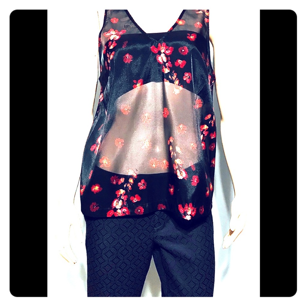 A NEW DAY • Sheer Floral Tank Top / (L) NWOT!!